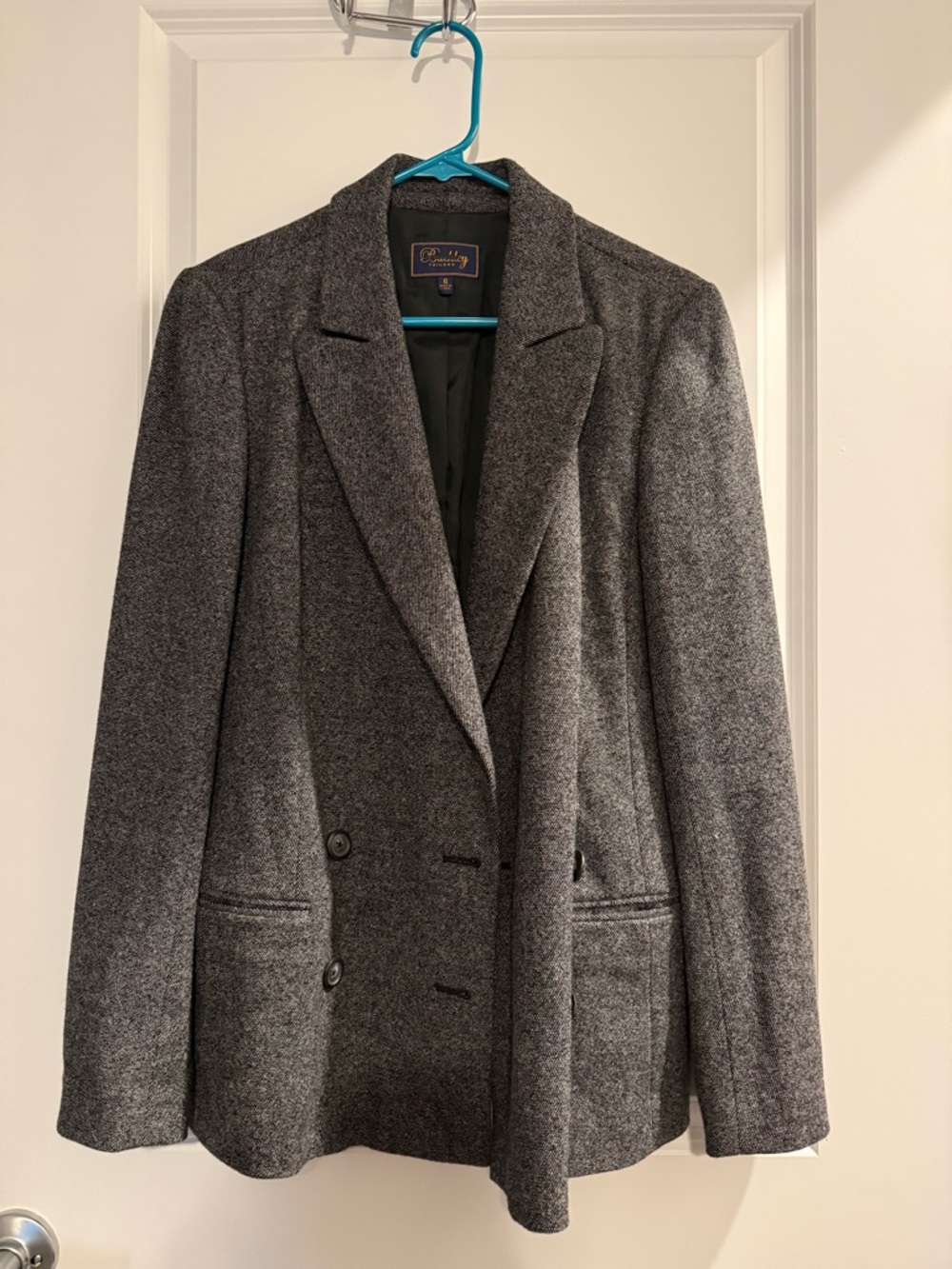 Women's Gray Double-Breasted Blazer